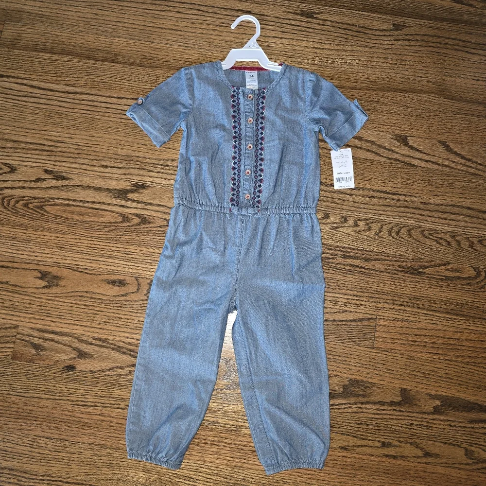 Carter's Denim Pants Romper NWT 24 Months